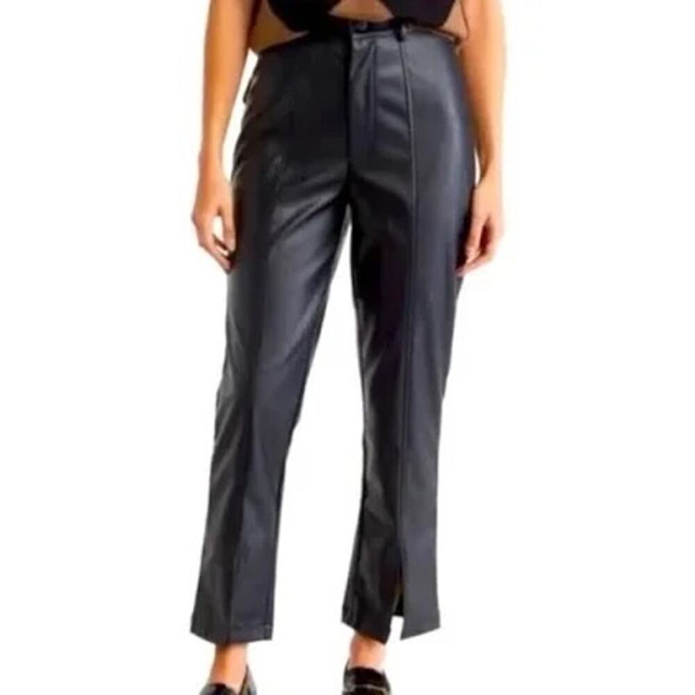 New WILDFOX Princess Seams Black Beaty Vegan Faux Leather Pants Women's Sz Small